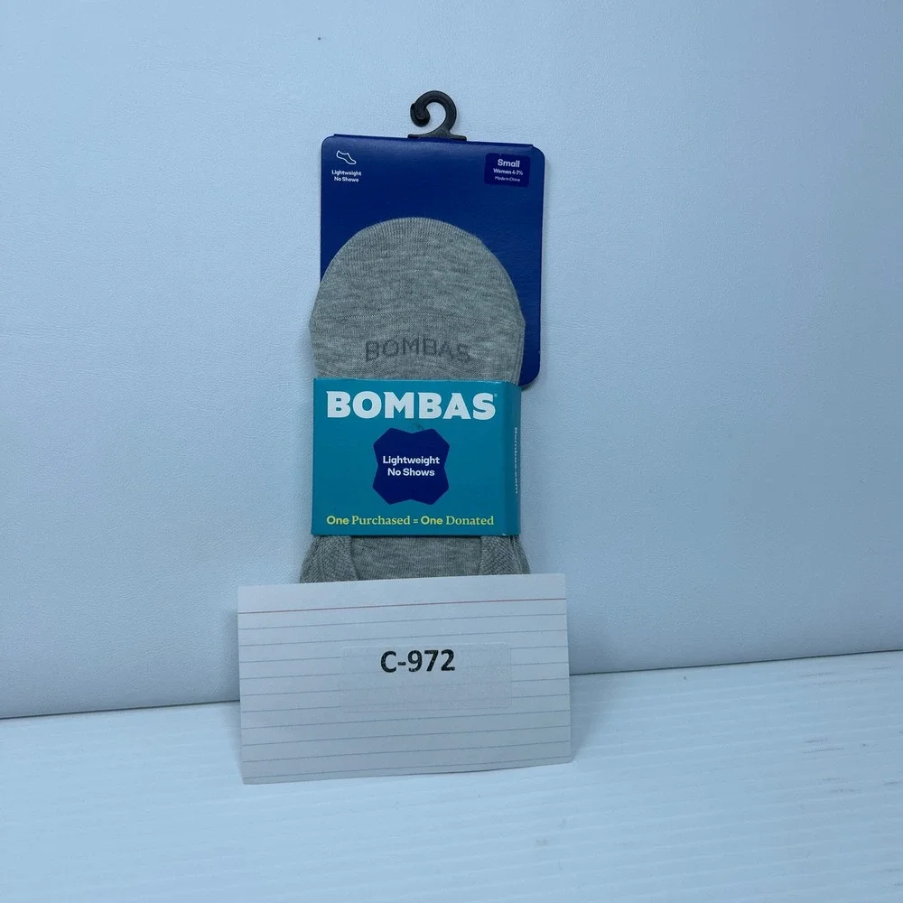 Bombas Womens Small Grey Lightweight No Show Socks NWT
